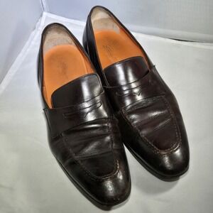 Santoni 'Gavin' Penny Loafer Dark Brown Leather Mens‎ 11.5 D Dress Shoes